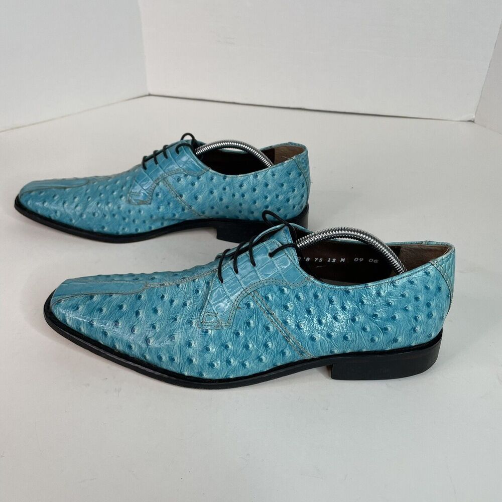 Stacy Adams Men’s Dress Shoes 12M, Blue Leather, Ostrich Print, Oxfords Rare VTG - Picture 5 of 11